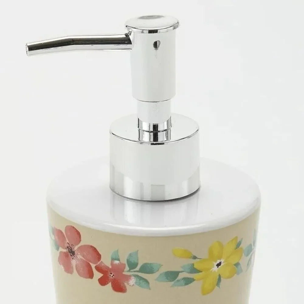 Travel Trailer Soap Pump Dispenser Floral Retro Camper Kitchen Bath Ceramic NEW